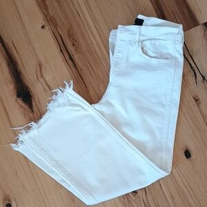 3x1 White Ankle Jeans with Frayed Hem